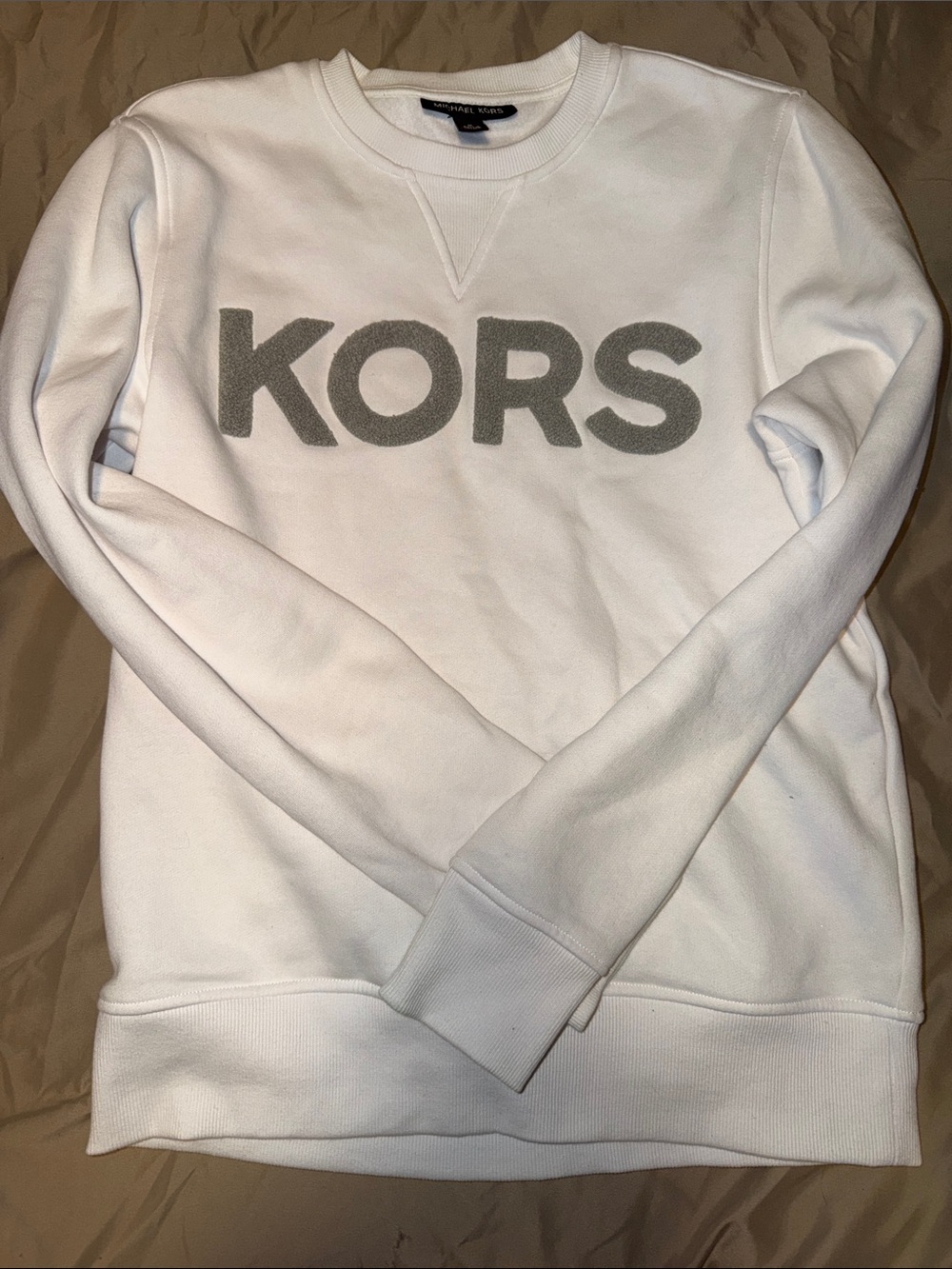 Michael Kors White Sweatshirt with Gray KORS Logo